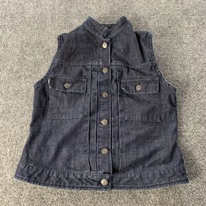 Burberry London Women’s Vest Sleeveless Denim Blue Pockets Made Italy Size 8 US